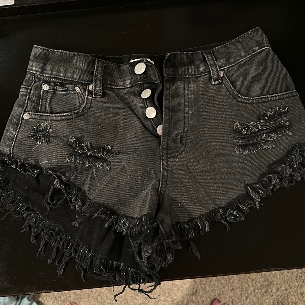 Superdown black shortie shirt cutoff shorts size 26 never been worn.